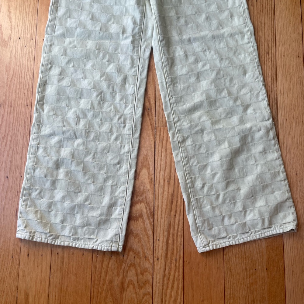 Madewell High-Rise Wide Leg Jeans in Pale Beige Checkered - Picture 2 of 7